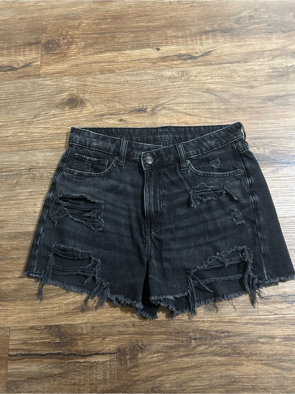 American Eagle Black Distressed Mom Shorts- size 4